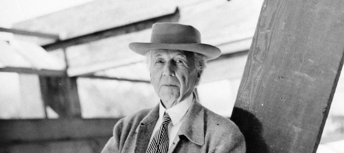 Picture of Frank Lloyd Wright wearing a hat