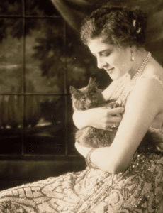 Madame Ganna Walska holding a cat.Creator of Lotusland