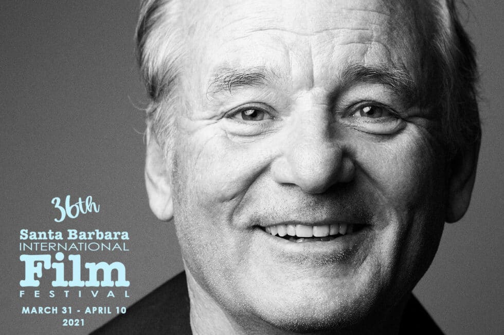 headshot of actor Bill Murray on a poster for 36th Santa Barbara International Film Festival
