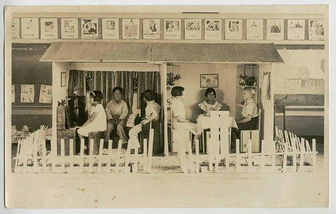 A Historic image of kids at school in Santa Barbara