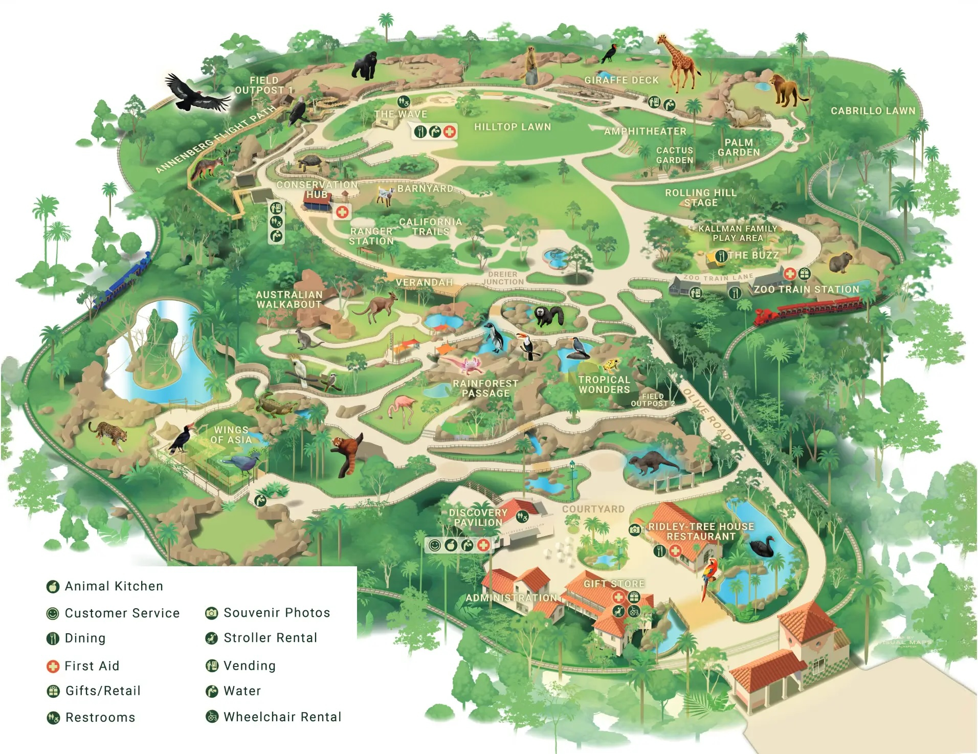 The map of the Santa Barbara Zoo