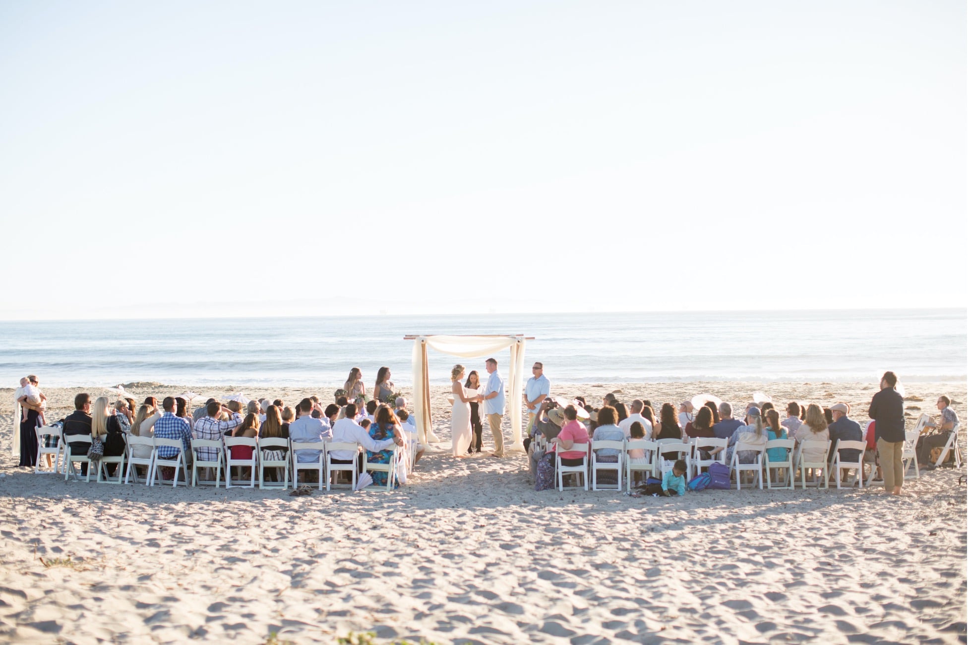 A wedding on the beach is one example of the idyllic wedding venues in Santa Barbara