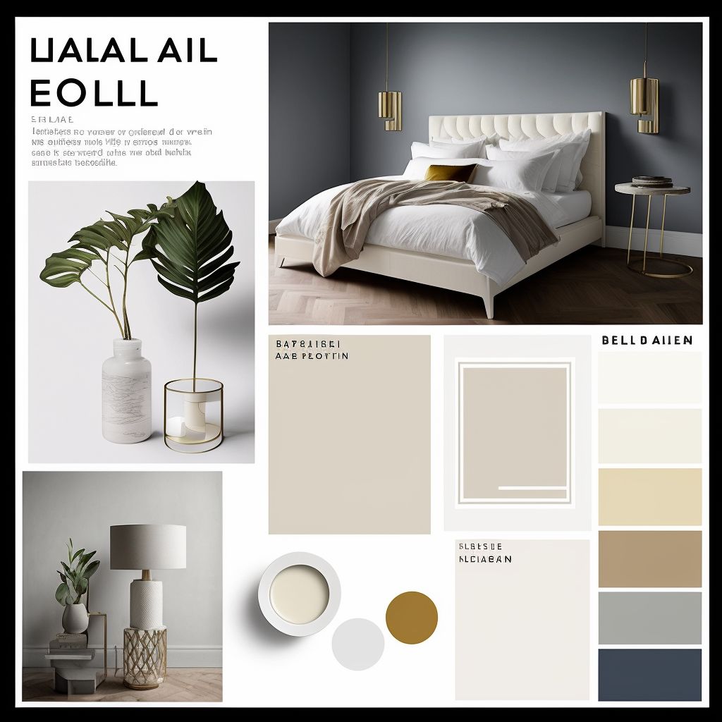 Contemporary Bedroom Mood Board: White & Light Beige Elegance