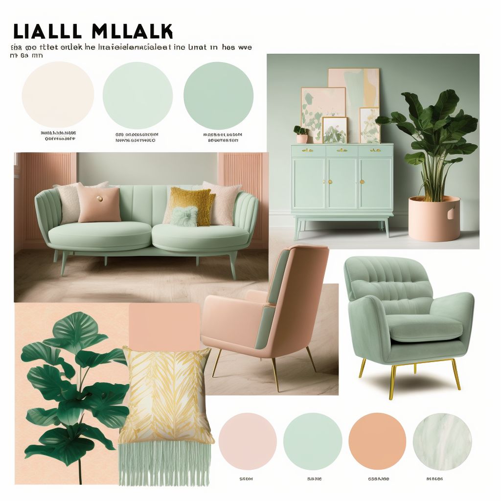 Scandinavian Living Room: Mint Green, Yellow & Peach Harmony