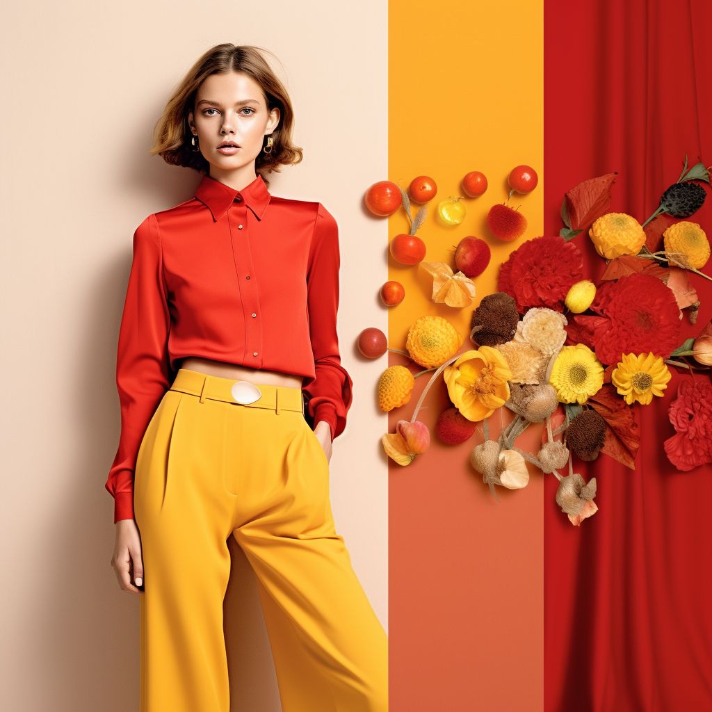 Fashion Mood Board: Vibrant Red, Orange & Yellow Ensemble