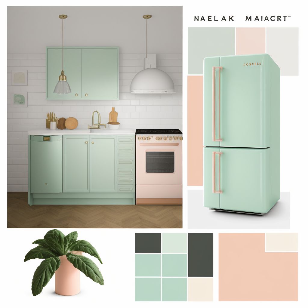 Minimalist Kitchen: Mint Green, Light Yellow & Peach Delight