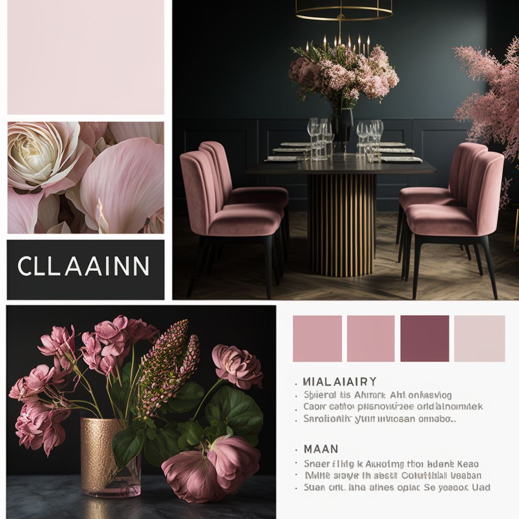 Elegant Minimalist Dining Room: Pink Accents & Fine Dining