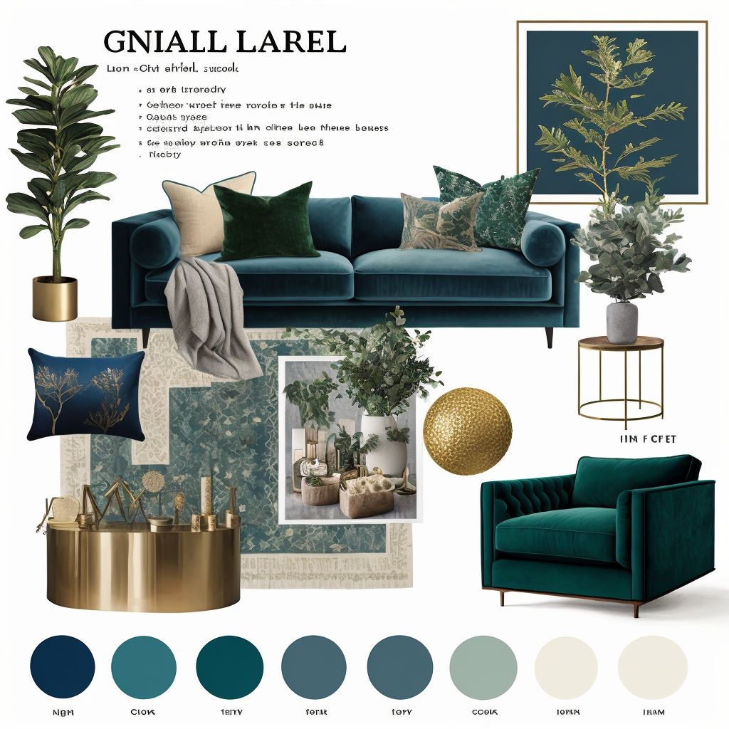 Contemporary Living Room: Festive Forest Green & Royal Blue