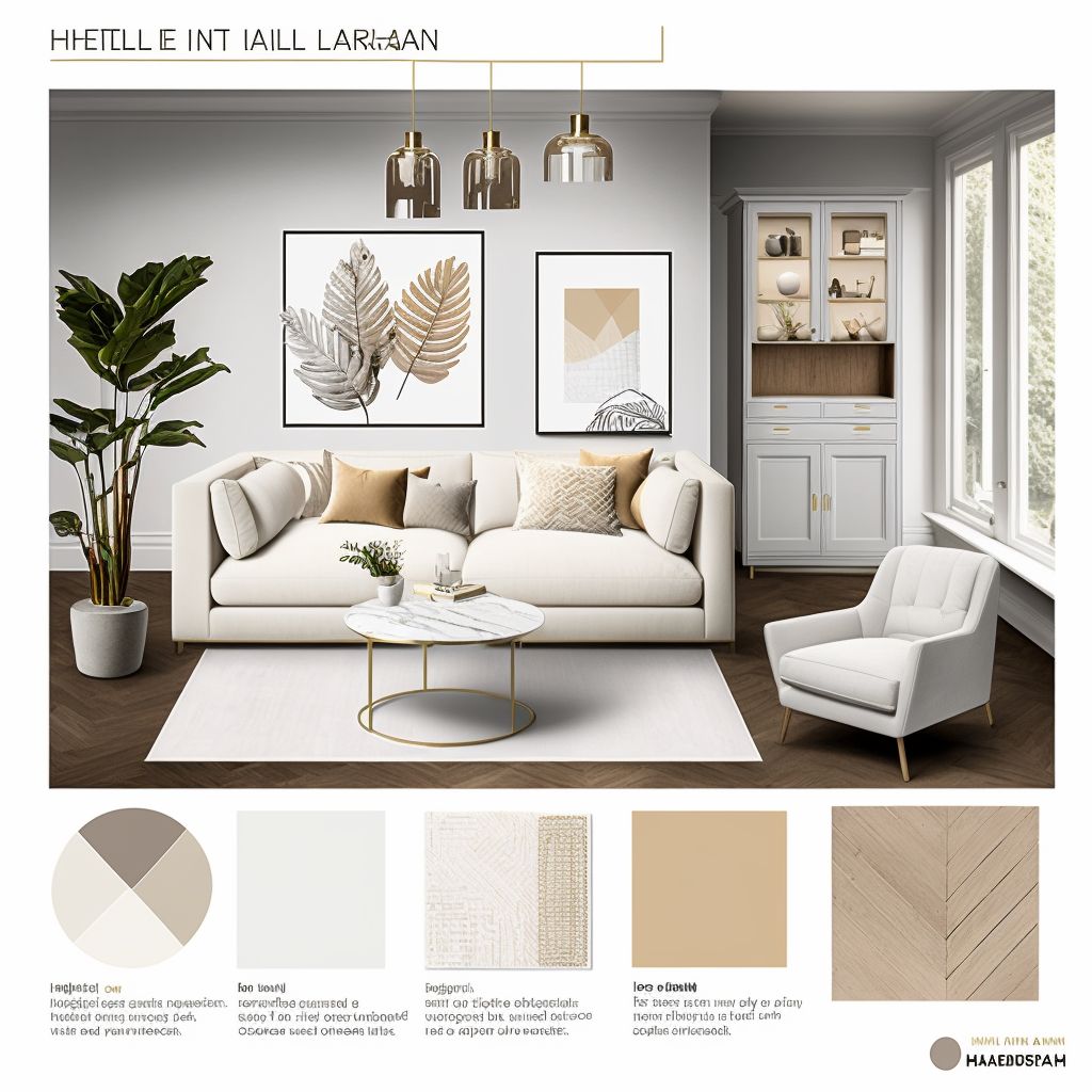 Modern Living Room: White, Beige & Light Brown Elegance