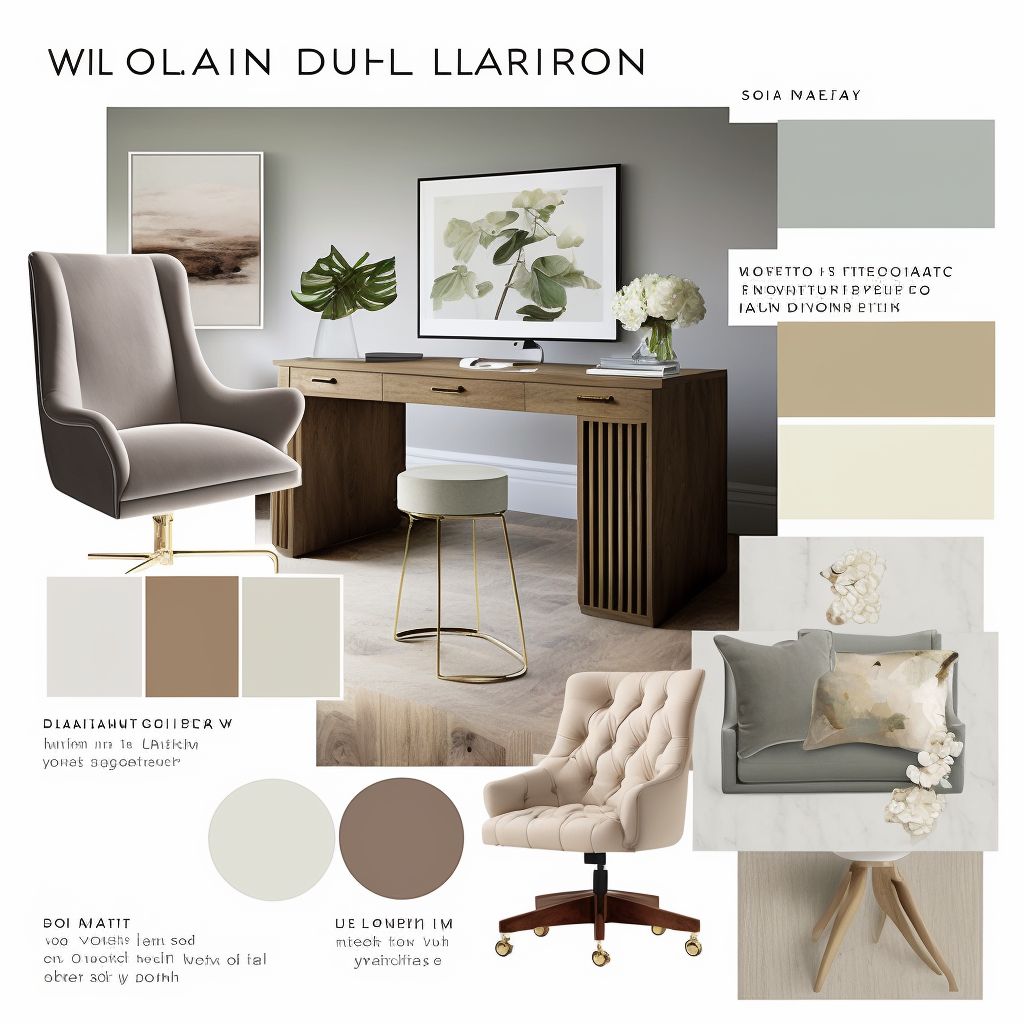 Modern Home Office Charm: Tan, Beige & Light Grey Hues