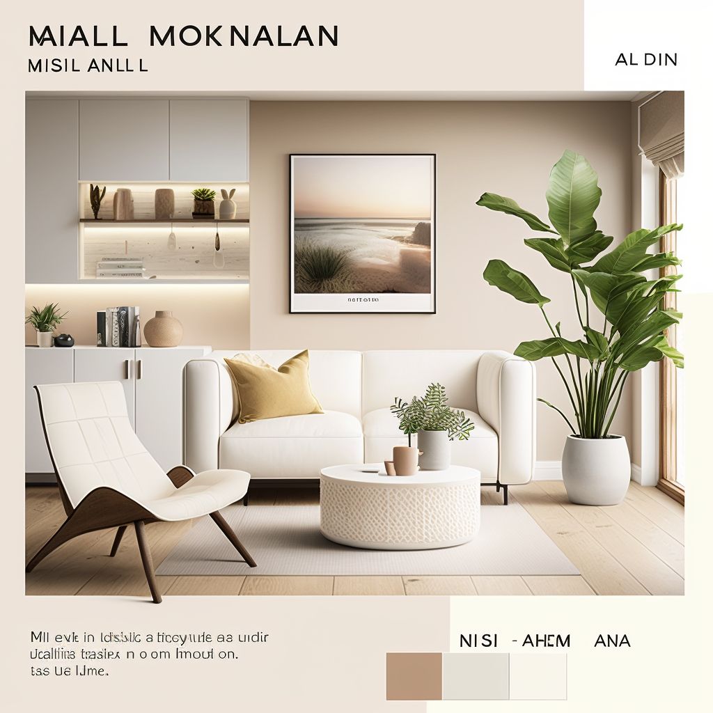 Minimalist Living Room Tranquility: White, Beige & Light Brown