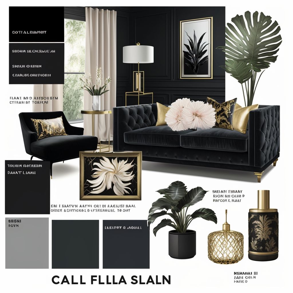 Glamorous Hollywood Regency Living Room: Black, Gold & White