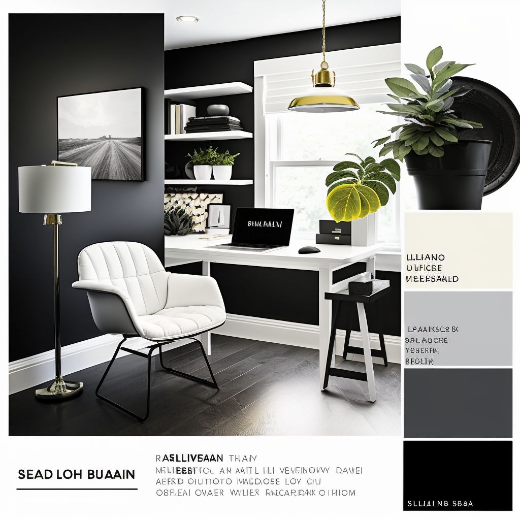 Modern Home Office: Sleek White, Grey & Black Harmony