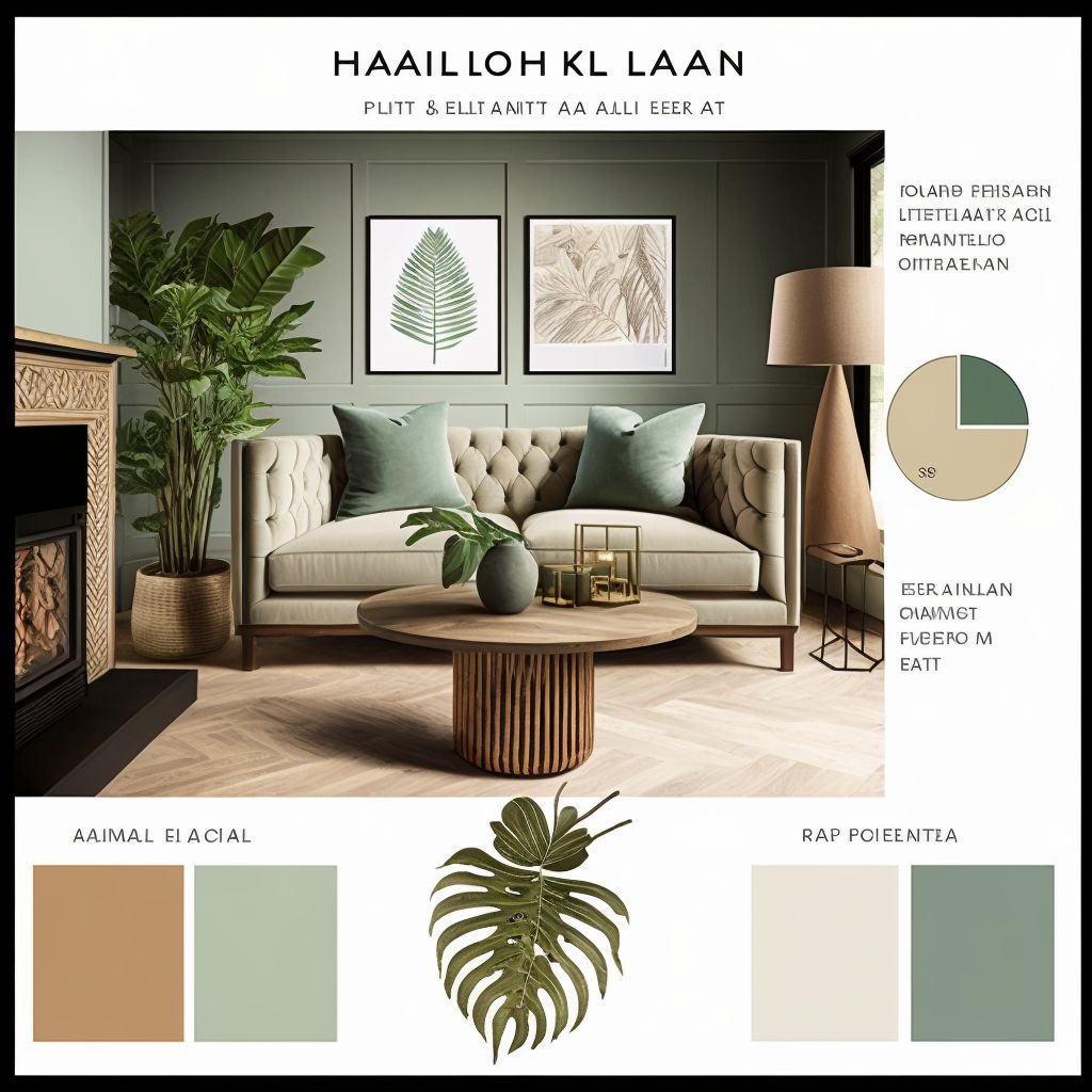 Rustic Living Room Harmony: Tan, Beige, Ivory & Green Pastel