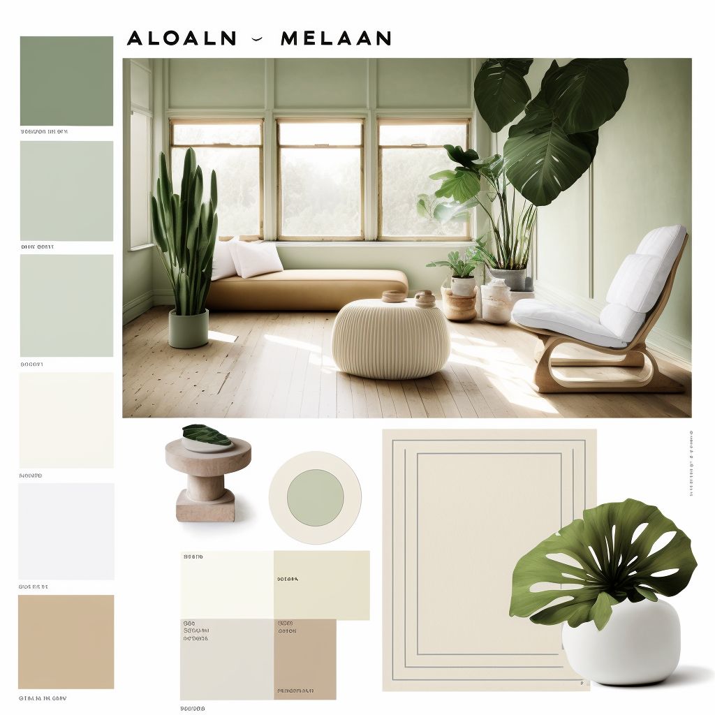 Art Deco Yoga Studio: White, Beige, Light Brown & Green