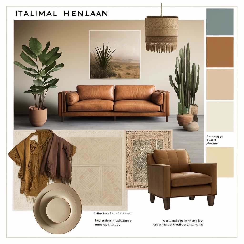 Bohemian Living Room with Tan, Beige, and Ivory Hues