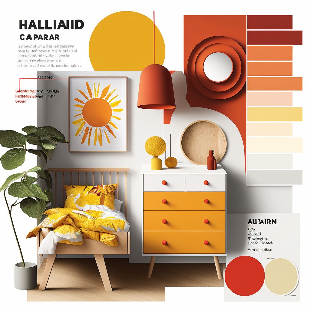 Scandinavian Nursery with Vibrant Red, Orange, and Yellow