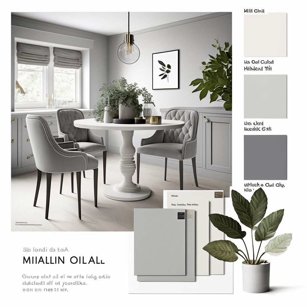 Minimalist Dining Room with White, Light Grey & Dark Grey Hues