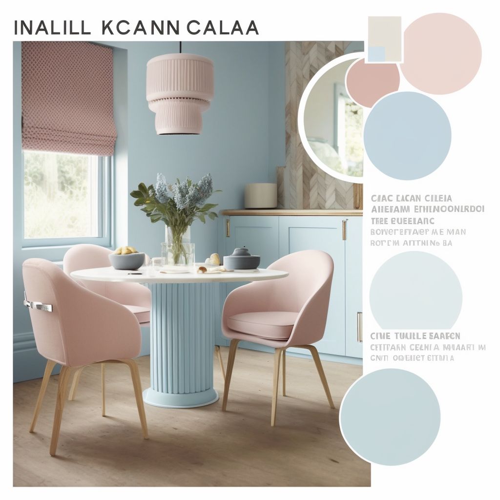 Modern Dining Room with Powder Blue, Soft Pink & Beige