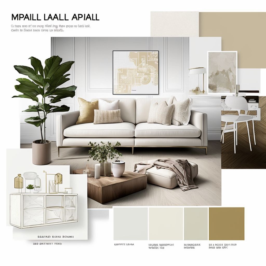 Modern Living Room with White, Beige & Light Brown Accents