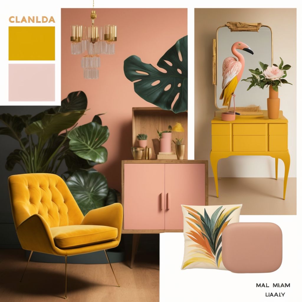 Contemporary Living Room Vibes in Yellow, Orange & Pink