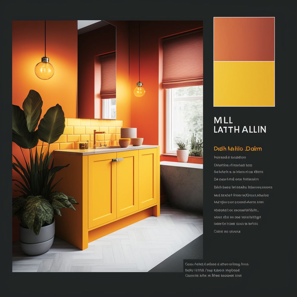 Minimalist Bathroom Serenity: Red, Orange & Yellow Hues