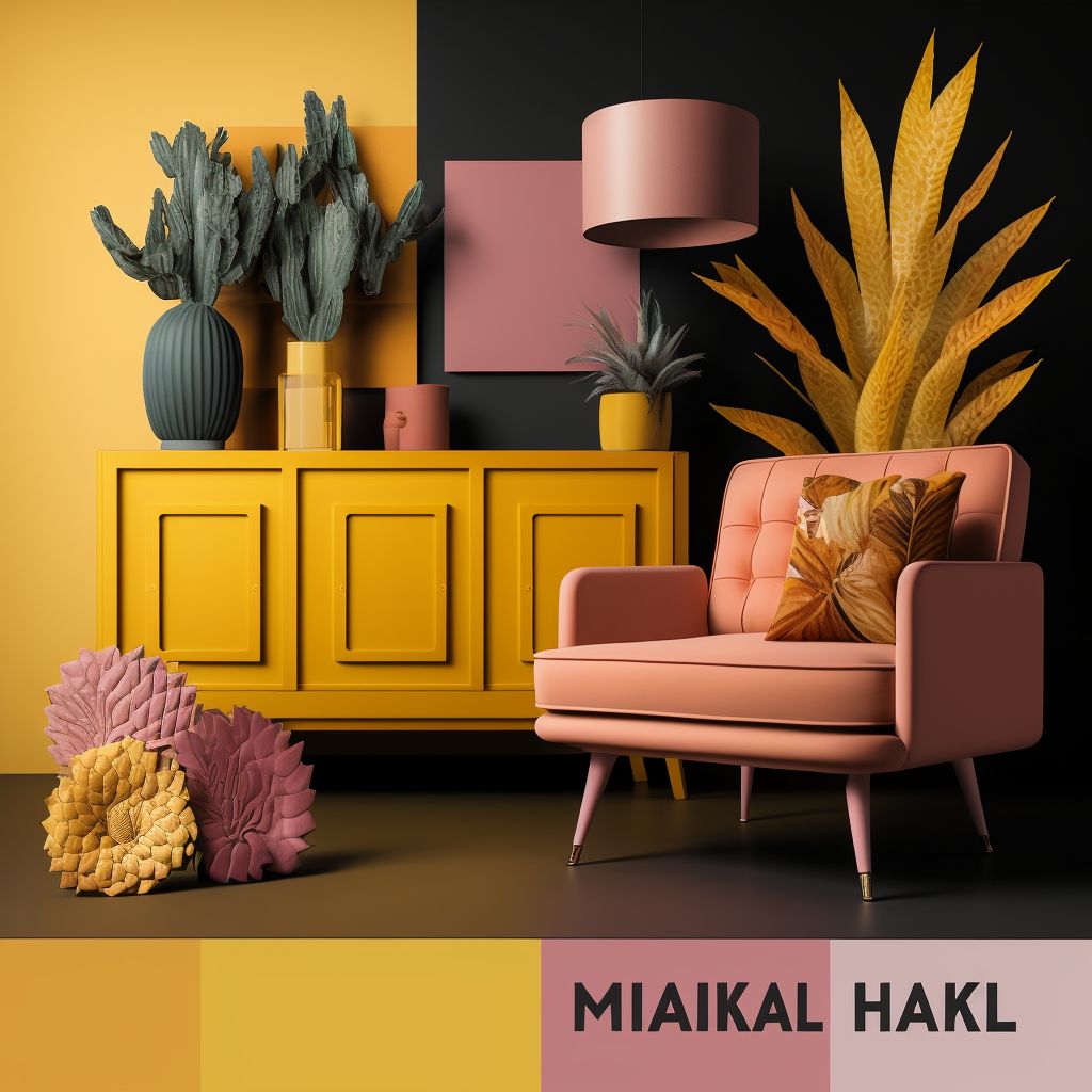 Vibrant Contemporary Living Room: Yellow, Orange & Pink Fusion