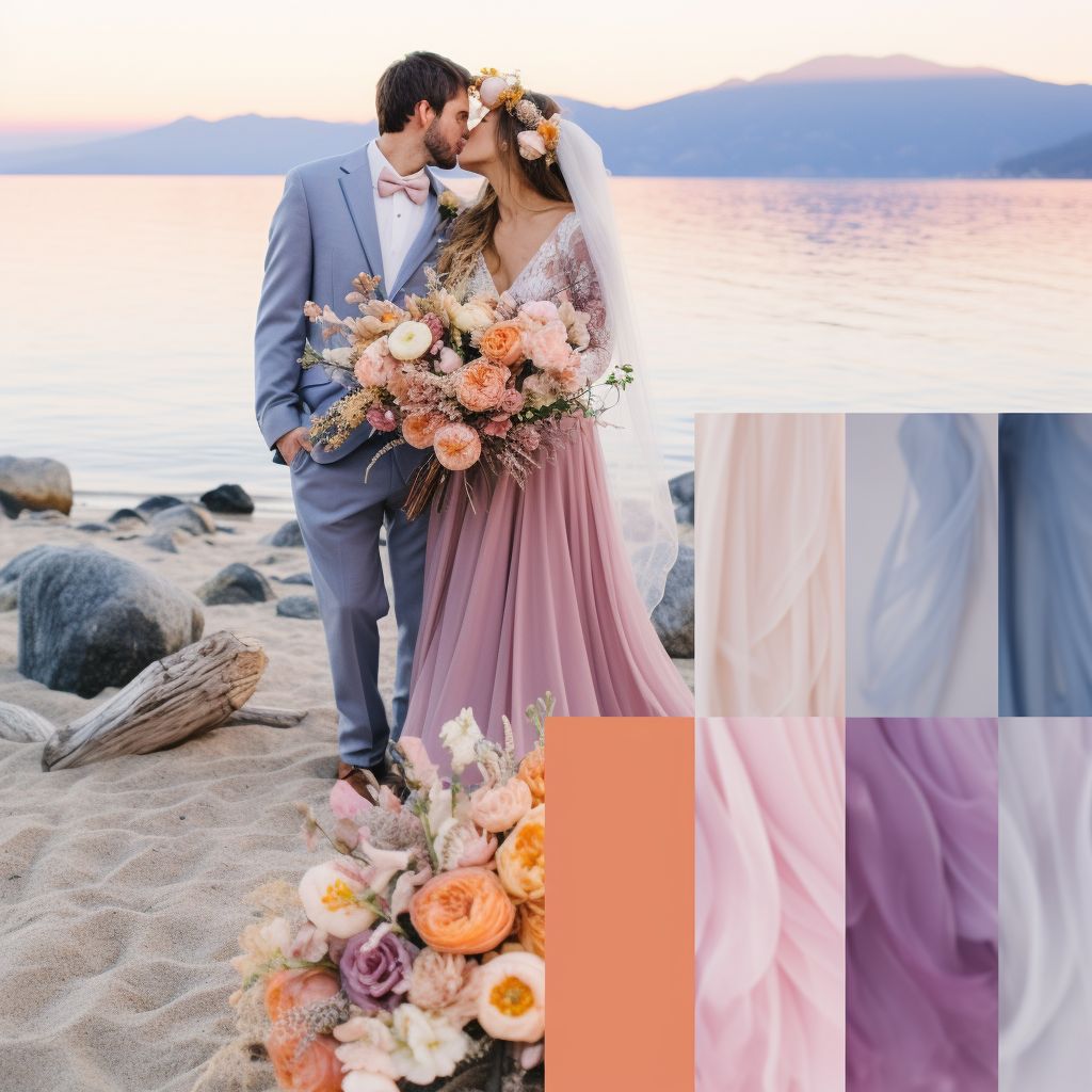 Romantic Lake Tahoe Wedding: Light Orange, Purple \u0026 Blue Bliss, image size:1024x1024