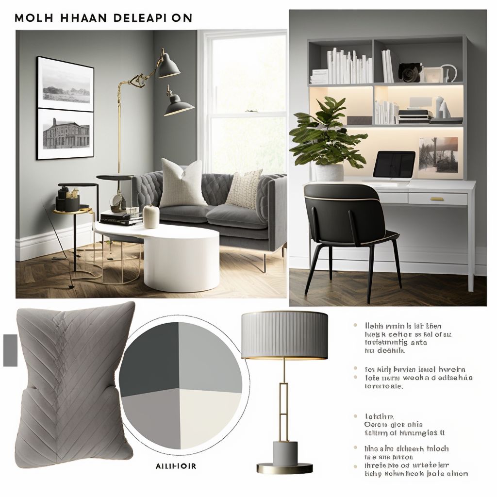 Modern Home Office: Sleek Design with White, Light Grey & Dark Grey