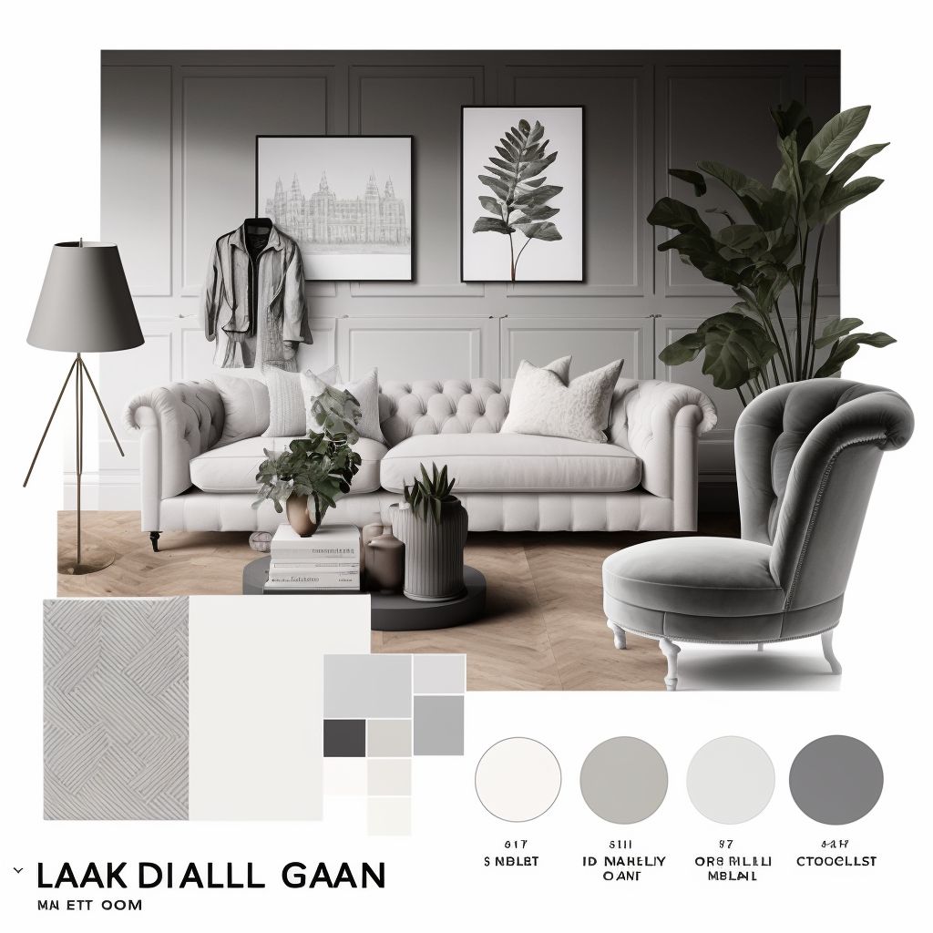 Contemporary Living Room: Artful Grey & White Harmony