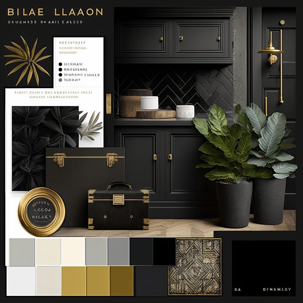 Industrial Mudroom: Black, Gold & White Elegance