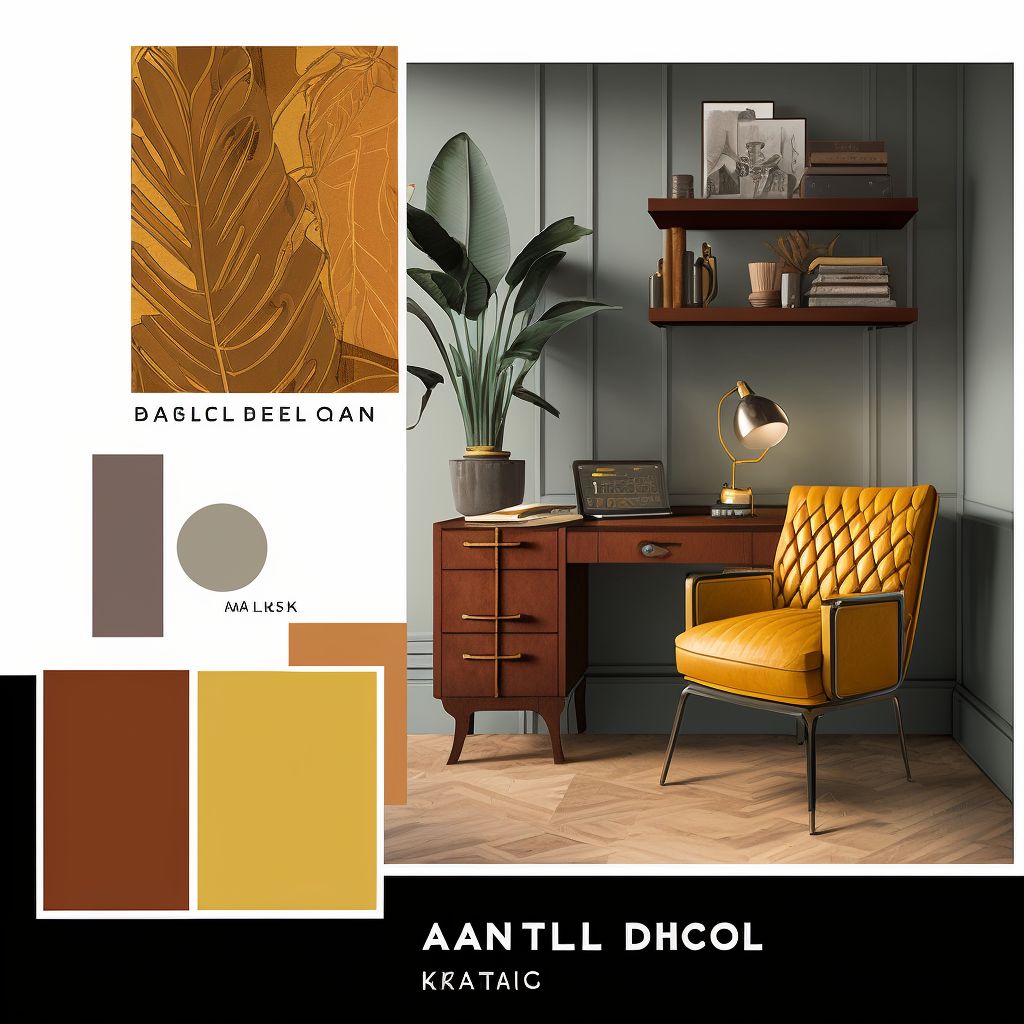 Art Deco Home Office: Rust, Terra Cotta & Mustard Vibes