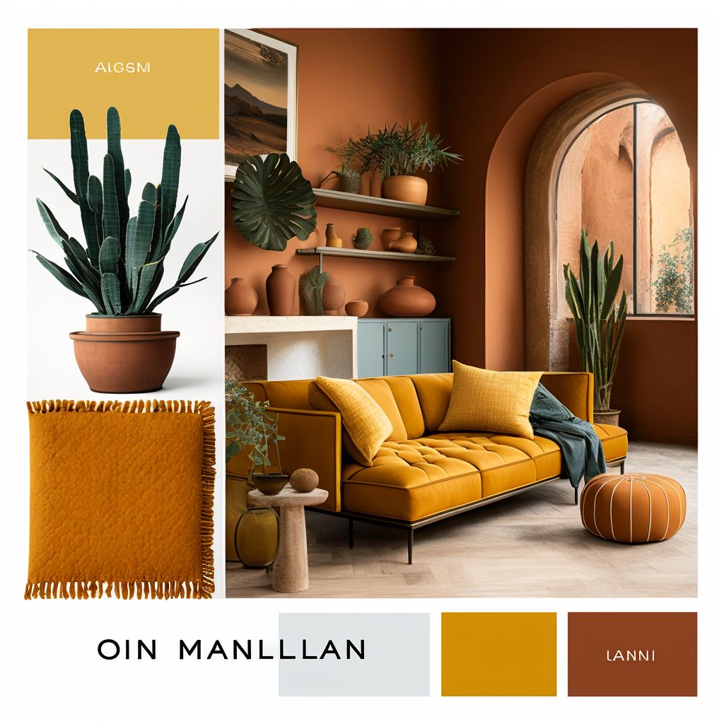 Mediterranean Living Room: Rust, Terra Cotta & Mustard Yellow