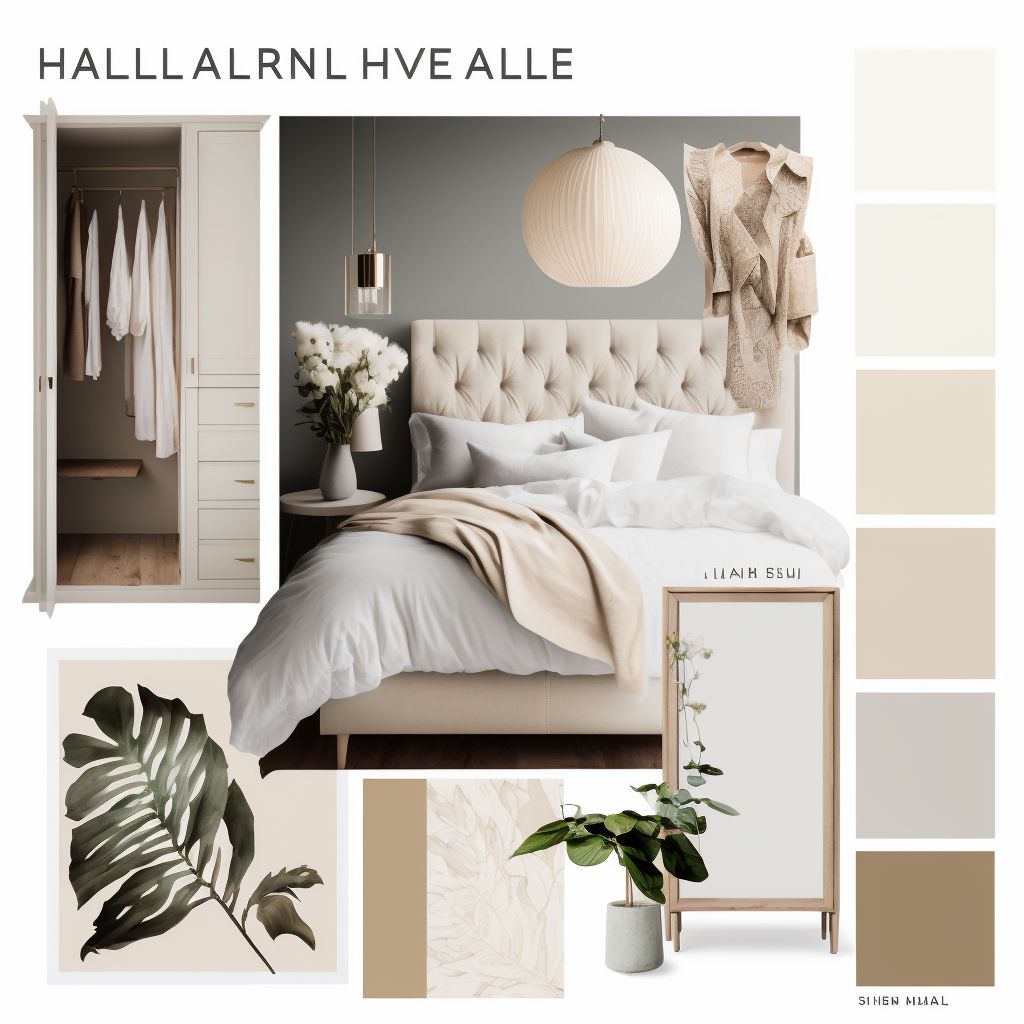 Modern Tranquil Bedroom: White, Beige & Light Brown Elegance