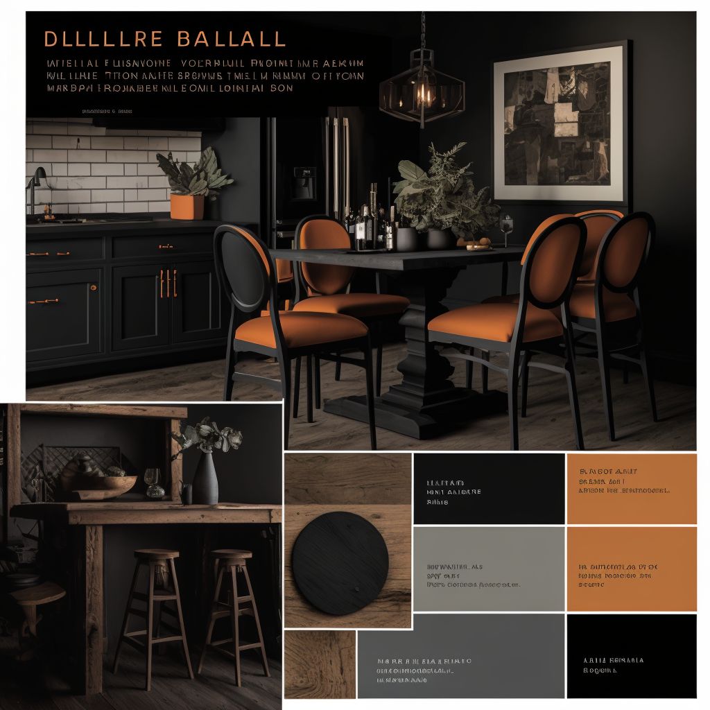 Rustic Dining Room: Charcoal & Burnt Orange Elegance