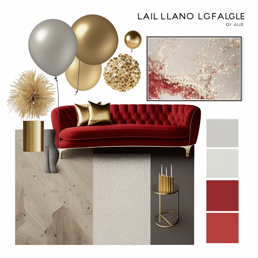 Contemporary New Year Living Room: Gold, Silver & Red Flair