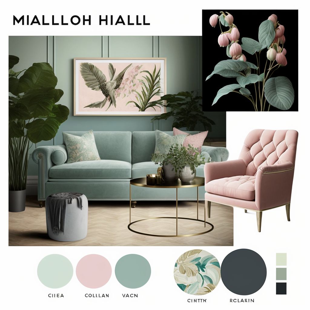 Coastal Living Room Bliss: Light Pink, Blue & Green