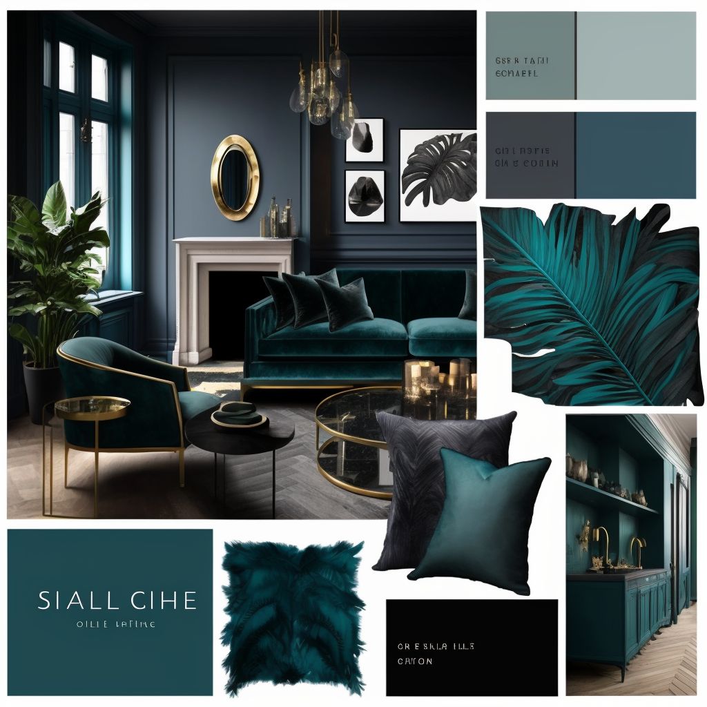 Contemporary Penthouse Living Room: Slate Blue & Teal Elegance