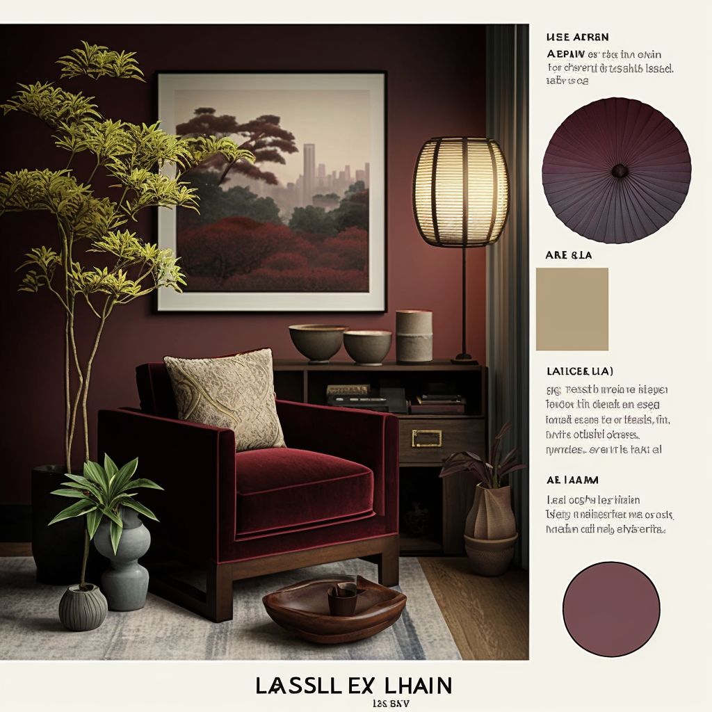 Asian Zen Home Office: Tranquil Beige & Burgundy Harmony