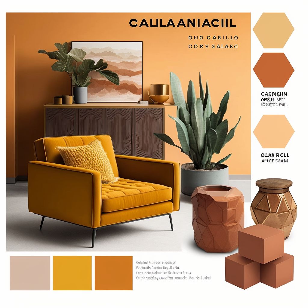 Minimalist Living Room: Rust, Terra Cotta & Mustard Harmony