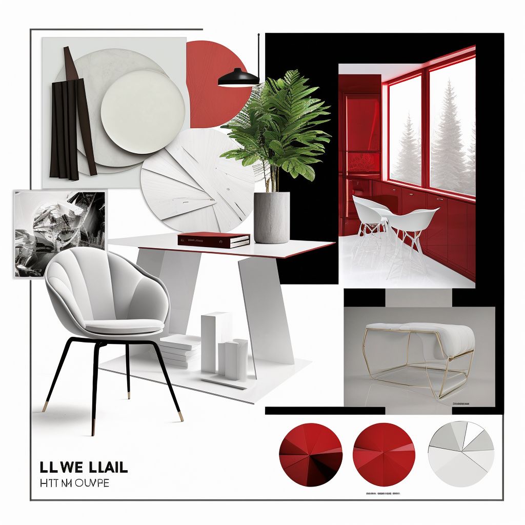 Minimalist Living Room: White, Black & Red Elegance