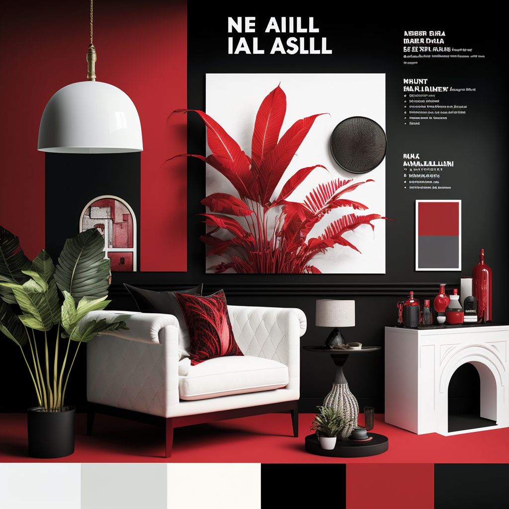 Modern Chic Living Room with White, Black & Red Accents