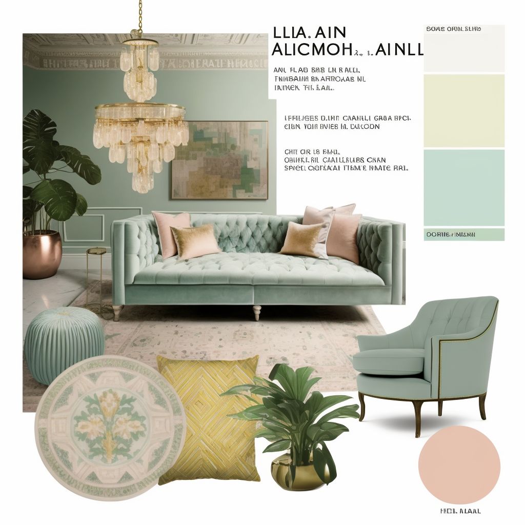 Moroccan Living Room with Mint Green, Light Yellow & Peach