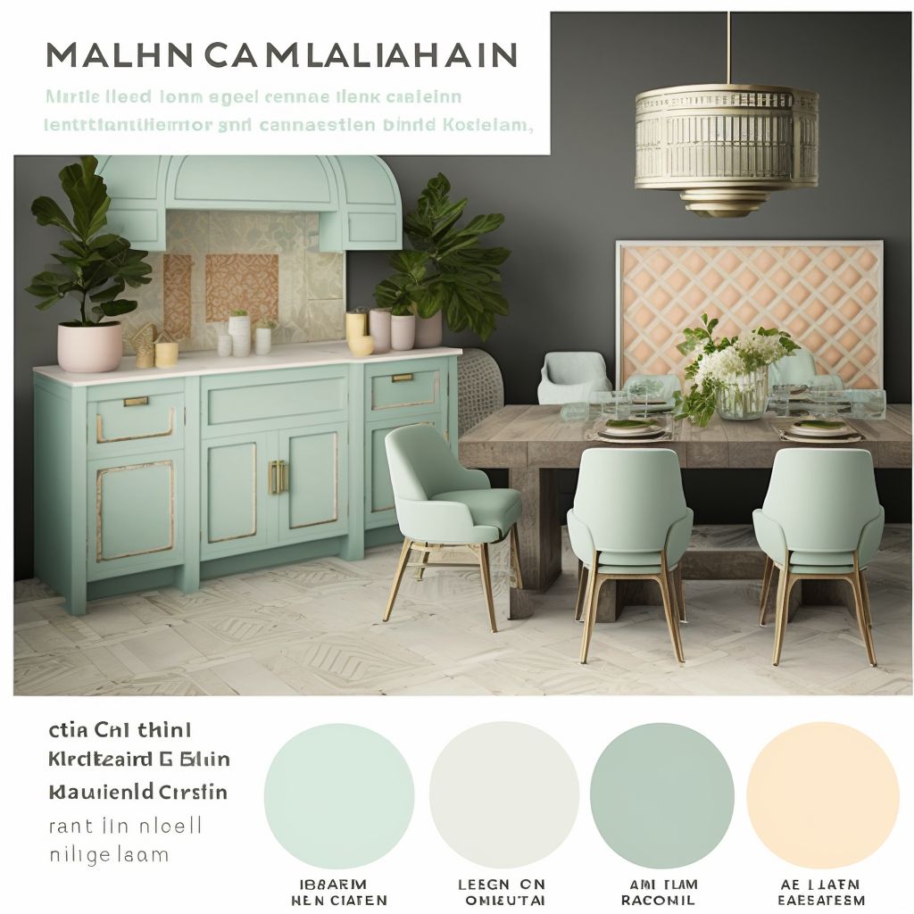 Exotic Moroccan Dining Room with Mint Green, Yellow & Peach