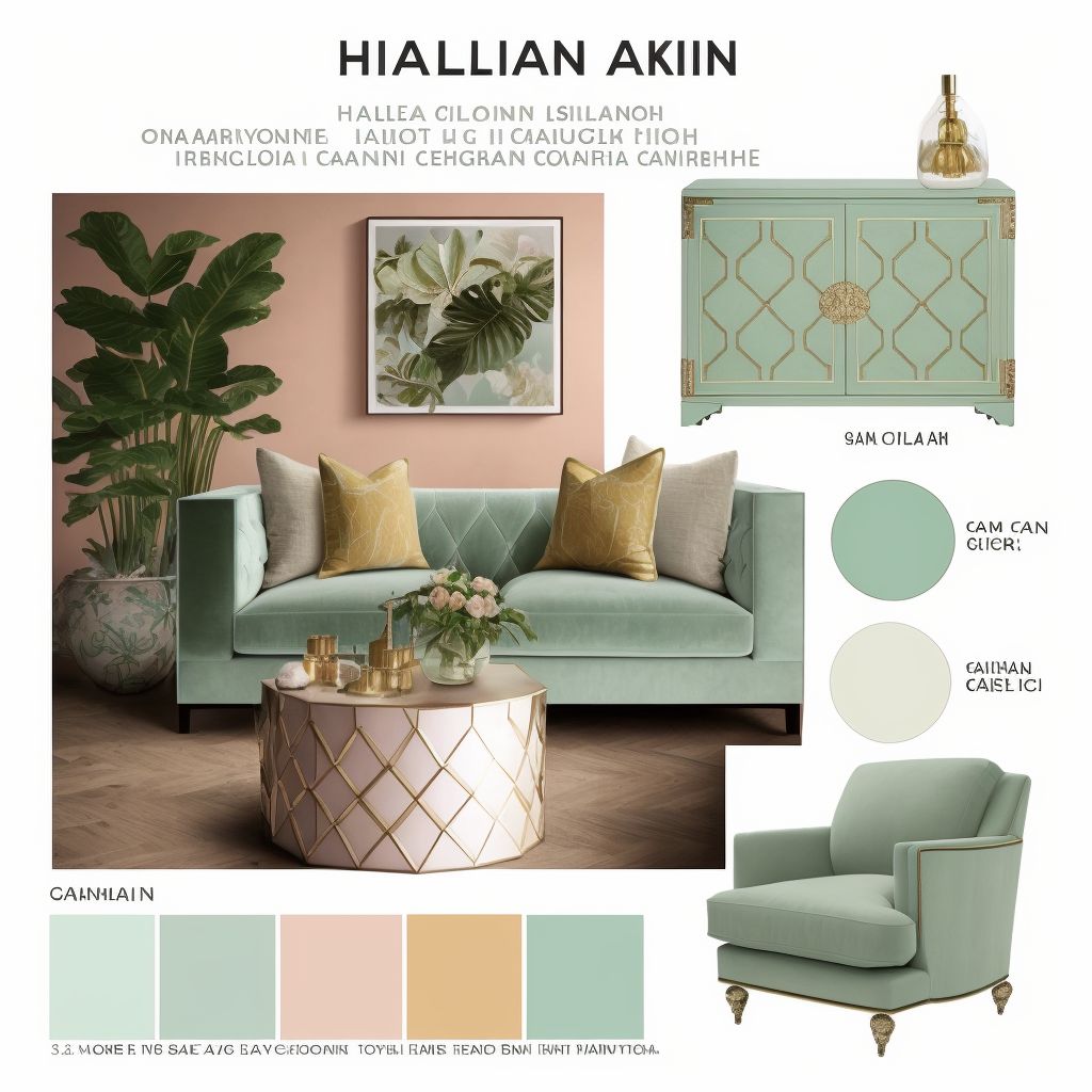 Moroccan Living Room with Mint Green, Light Yellow & Peach