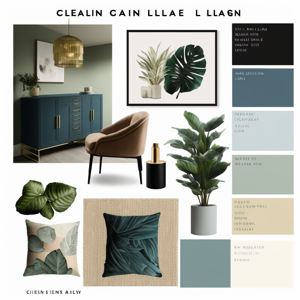 Mid-Century Modern Bedroom: Green, Tan & Dusty Blue Elegance