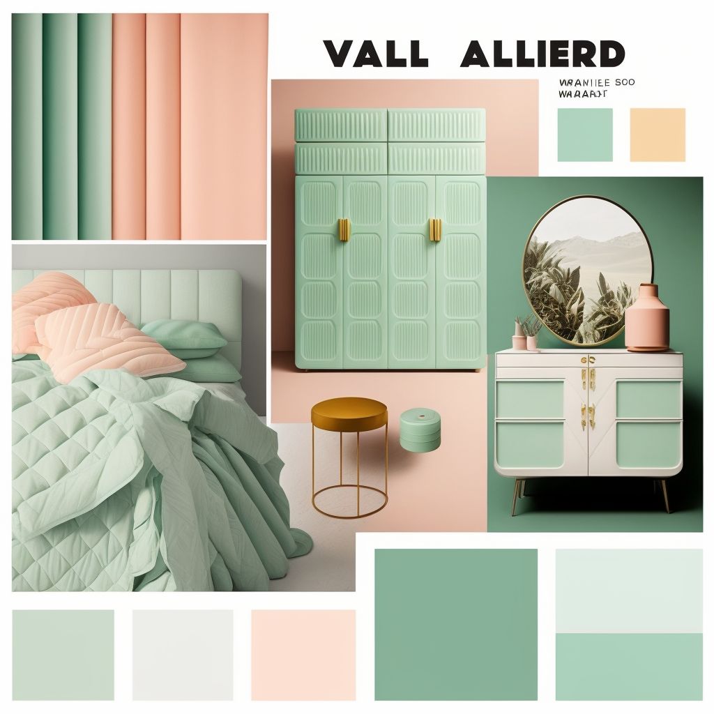 Mid-Century Modern Bedroom: Mint Green, Yellow & Peach Bliss