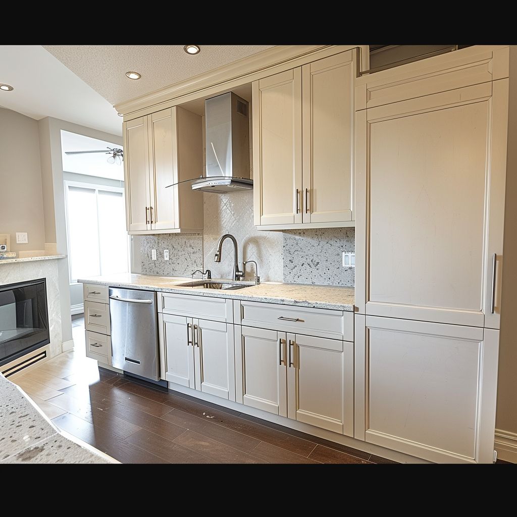 Transitional Kitchen Design: White, Beige & Light Brown