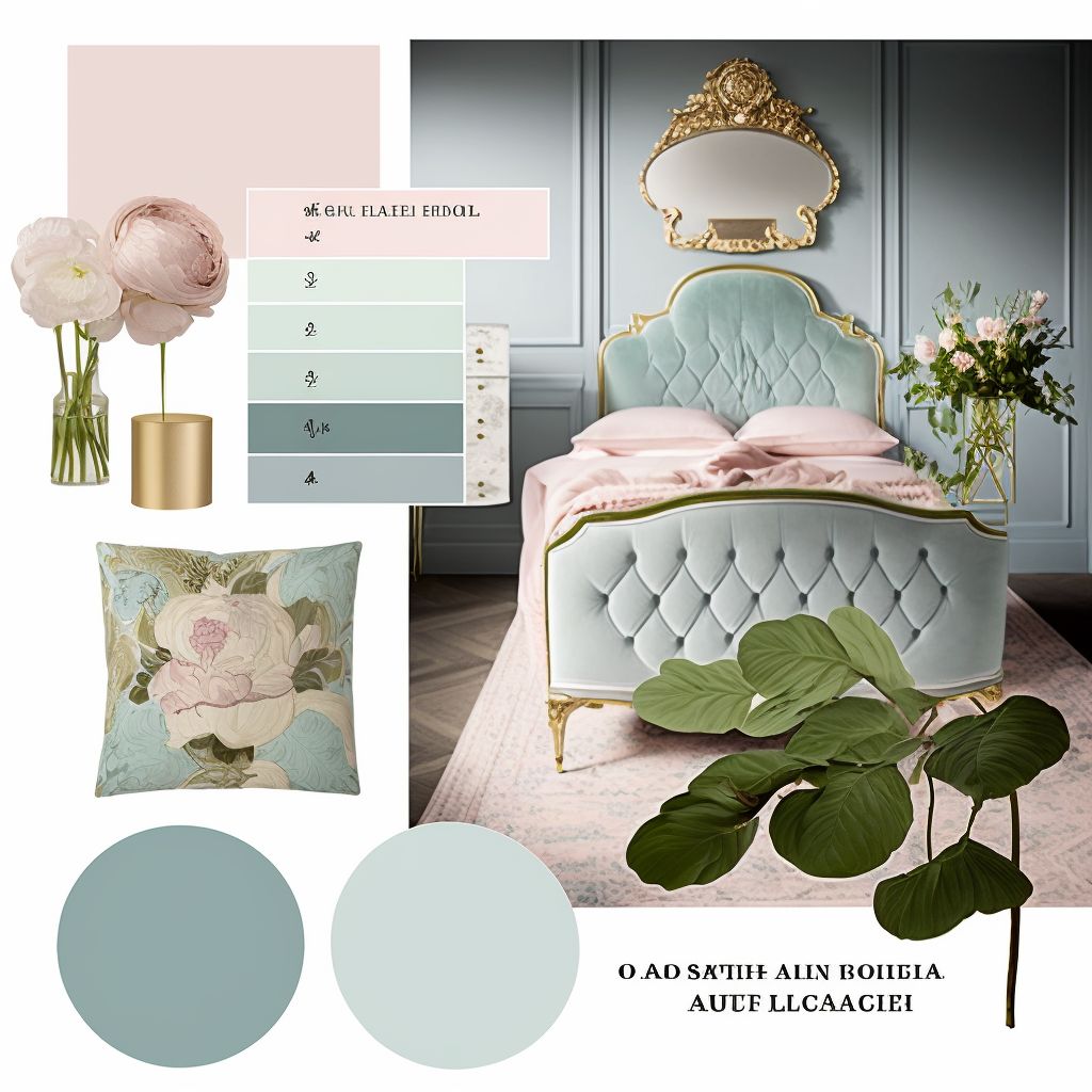 Victorian Bedroom Charm: Light Pink, Blue & Green