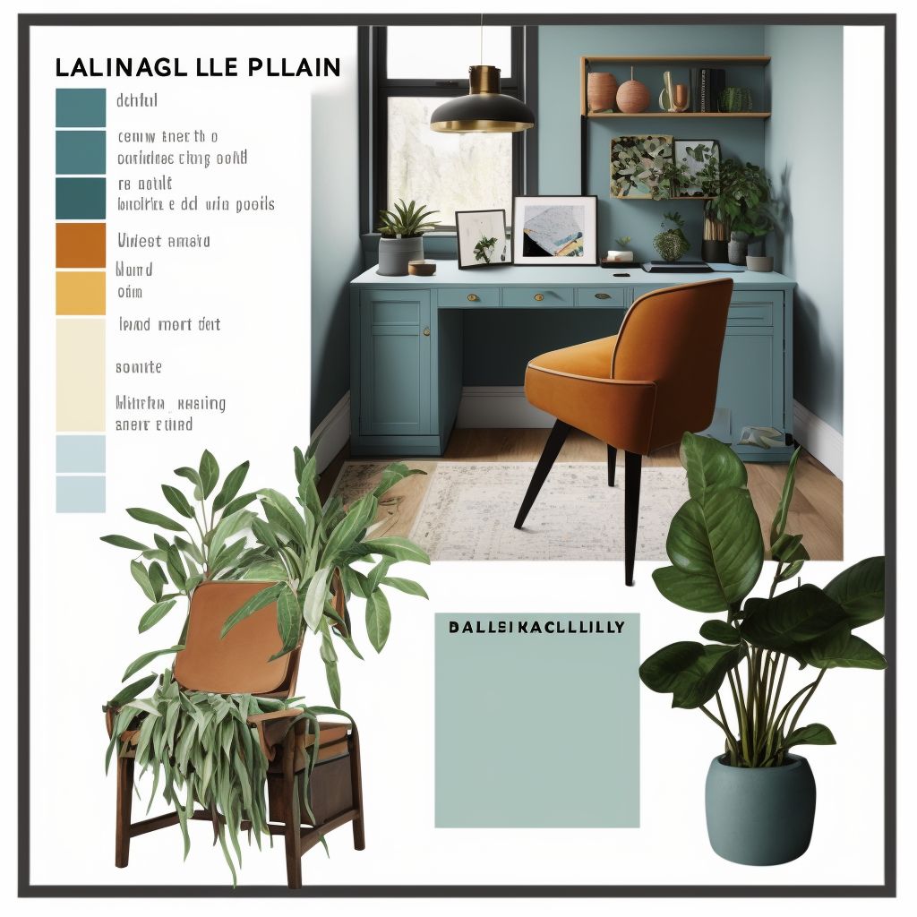 Industrial Home Office Vibes: Light Blue, Green & Orange